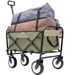 Collapsible Foldable Wagon Cart with strapping system Beach Wagon, Utility Cart for Camping Supports 225lbs - 1 of 4