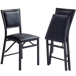 VECELO Foldable Dining Chairs Set of 2/4/6, No Assembly Heavy-Duty Metal Frame, Kitchen and Living Room Chairs, Black/Brown - 1 of 4