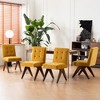 YOUNIKE Modern Upholstered Chair Dining Room Armless Kitchen Chairs Set of 6 Linen Fabric Chair Vanity with 4.7" Thick Cushion Wood V-Leg - 2 of 4