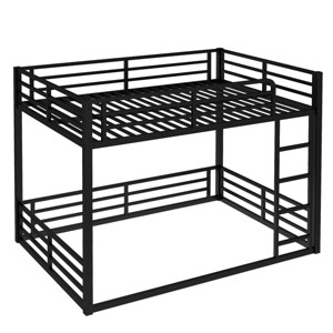TopComfy Beds Metal Bunk Bed Full XL over Full XL Floor Bunk Bed Frame Heavy Duty Bunk Bed Bedroom Furniture for Bedroom, Black, 56.7"*62.2"*84.44" - 1 of 4