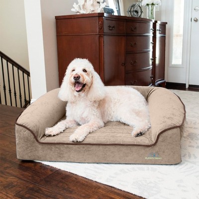 Champagne Beige Medium Orthopedic Bolster Dog Bed