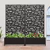 Wooakway Black Metal Planter Box with Trellis Raised Garden Bed with Arbor Privacy Screen with Wheels - 2 of 4