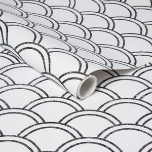 Scallops Peel & Stick Wallpaper Black/White - Opalhouse™: Removable Vinyl, Self-Adhesive, Washable, 27.5 Sq Ft Coverage - 1 of 4