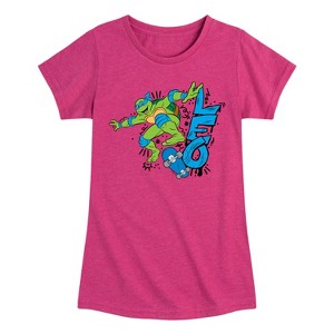 Girls' - Teenage Mutant Ninja Turtles - Leo Fitted Short Sleeve Graphic T-Shirt - 1 of 4