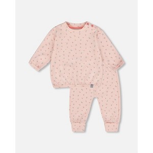 Deux par Deux Girl Organic Cotton Pant with Top Set Pink Mini Floral - 1 of 4