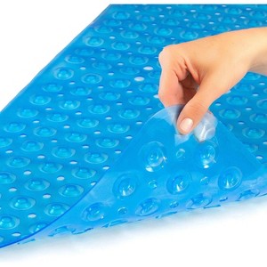 HealthSmart Bath Mat Extra Large No Slip Shower & Bathtub Mat with Suction Cups and Drain Holes for Anti-slip Grip, Machine Washable, 40 x 15.5, Blue - 1 of 1
