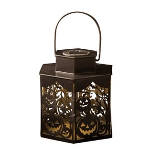 Transpac Metal Light Up Pumpkin Lantern Candle Holder for Halloween Battery Operated Indoor Tabletop Decoration - 1 of 1