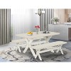 HomeStock 3-Piece Rectangle Natural Oak Finish Solid Wood Top Dining Table with 2-Benches - 2 of 4