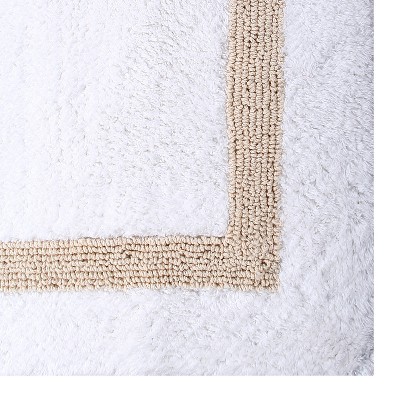 White and Sand Cotton Reversible Bath Rug Set