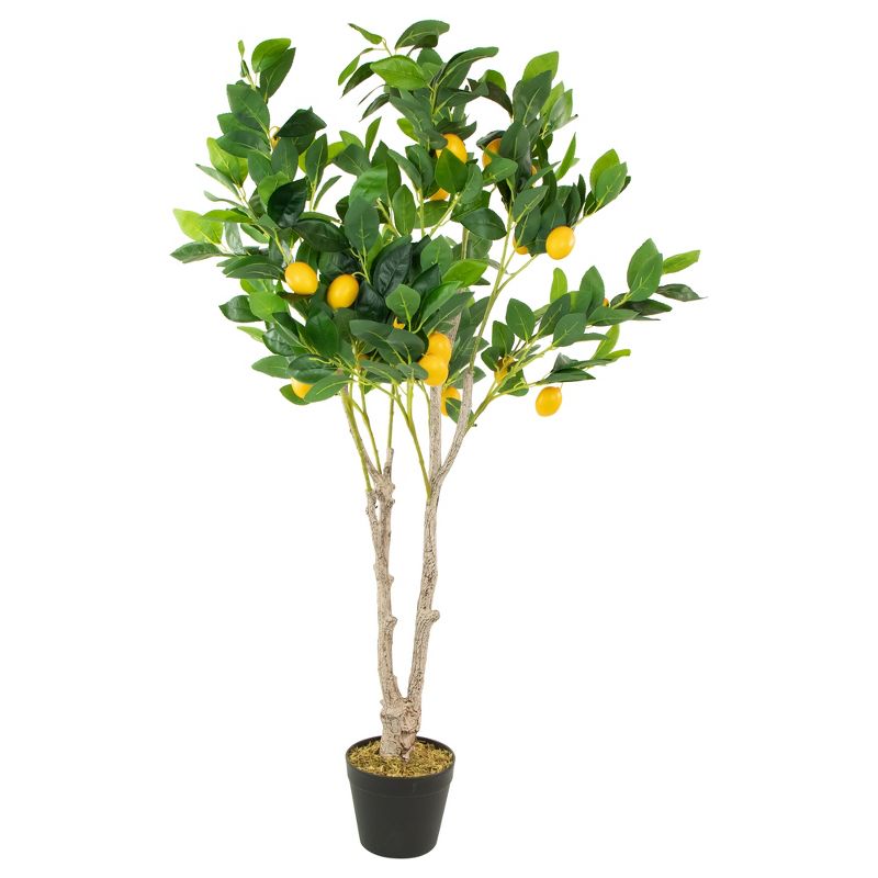 Northlight 45" Potted Green and Yellow Artificial Lemon Tree In a Black Pot, 4 of 5