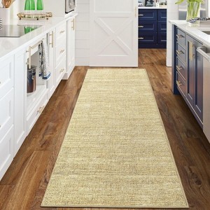 Washable Runner Rug – Non-Slip Minimalist Accent Rug for Hallway, Kitchen & Laundry, Soft, Low Pile, Solid Color - 1 of 4