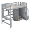 NicBex Twin Size Bunk Bed with Desk Pine Bed Frame with Drawers, Wardrobe, Storage Stairs and Full Length Guardrail, No Box Spring Required - 3 of 4