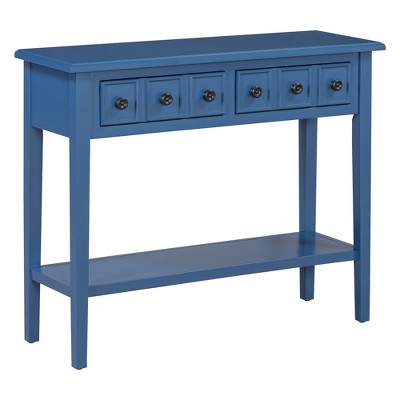 Dexmalle Rustic Console Table with Drawers and Open Shelf,Navy Blue