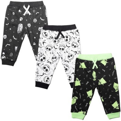 Image of Disney Nightmare Before Christmas Jack Skellington Sally Newborn Baby Boys 3 Pack Jogger Pants gray / white / black Newborn