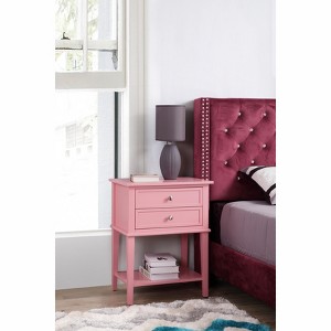 HomeStock Pink Nightstand 28x22x16 Vibrant Bedside Table with Open Shelf Storage, Sleek Modern Style for Bedroom or Guest Room - 1 of 4