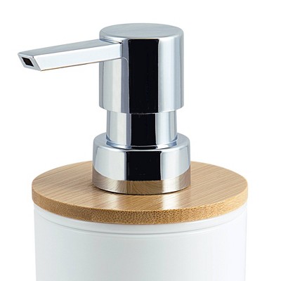 White and Natural Bamboo 4-Piece Bathroom Accessory Set