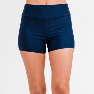 Calypsa Women's Chlorine Resistant High Waisted Swim Shorts - 1 of 4