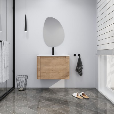 GDFStudio Nibley Wall-Mounted Bathroom Vanity with Ceramic Sink