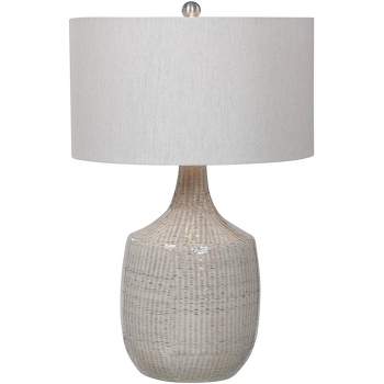 Uttermost Felipe Distressed Light Gray Glaze Ceramic Vase Table Lamp