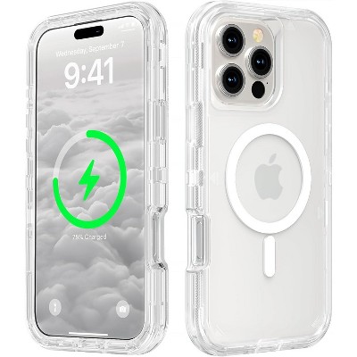 Entronix [Magnetic] Case Compatible with iPhone 16 Pro - [Clear] Triple-Layer Heavy Duty Protection