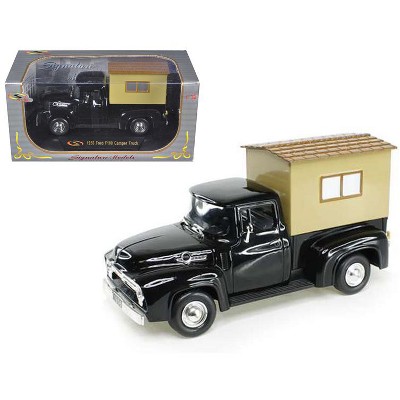 1956 Ford F-100 Pickup Truck Black with Camper 1/32 Diecast Model Car by Signature Models