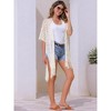 INSPIRE CHIC Women's Boho Open Front Short Sleeve Lightweight Fringe Beach Knit Cardigans - 2 of 4