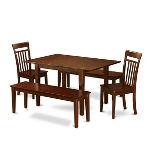 Dinette Set 7 Pc - Small Space Dining Table & 6 Chairs - Wood Dining Room Set - 1 of 4