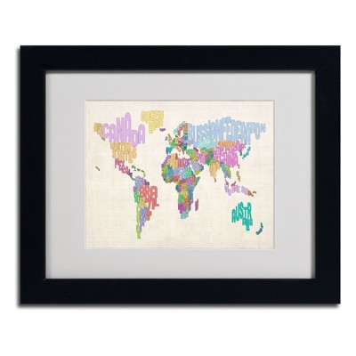 Trademark Fine Art -Michael Tompsett 'World Text Map 5' Matted Framed Art