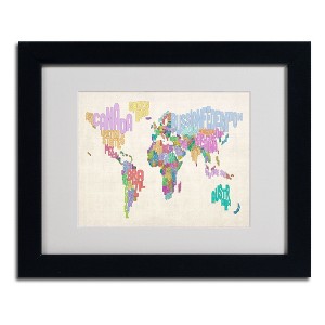 Trademark Fine Art -Michael Tompsett 'World Text Map 5' Matted Framed Art - 1 of 4