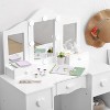 Coucheta Kids Vanity Set Collection - Princess Makeup Table & Chair with Tri-Fold Mirror, Storage Drawer & Stool for Girls, Multiple Colors - 2 of 4