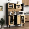 MAYEERTY 59" H Buffet Sideboard with Storage Door & Power Outlet, Farmhouse Coffee Bar with Wine Rack, Black&Natural - 4 of 4