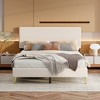 Gulches Queen Size Corduroy Upholstered Bed Frame, Platform Bed with Horizontal Stripe Headboard, No Box Spring Needed, Beige - 2 of 4
