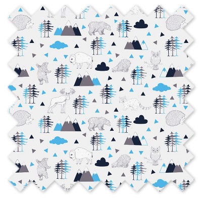 Aqua and Navy Cotton Light-Filtering Rod Pocket Curtain Panel