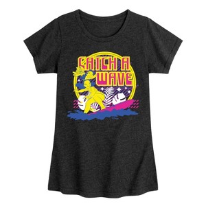 Girls' - Lilo and Stitch - Catch A Wave Fitted Short Sleeve Graphic T-Shirt - 1 of 4