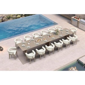 PURPLE LEAF Patio Dining Set Luxury Modern Conversation Set Aluminum Large Rectangle Dining Table and Chairs - 1 of 4