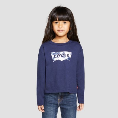 Levi's® Girls' Long Sleeve T-shirt - Navy 6 : Target