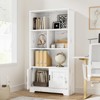 White Bookshelf with LED Lights Farmhouse Bookcase with Doors Modern Storage Rack 3 Shelf Standing Bookshelves Wooden Display Shelf Unique Book Shelf - 3 of 4