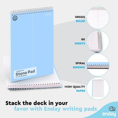 Enday Steno Pads Spiral 6x9 12 Pack, Pastel Colors Gregg Ruled Steno - View #4