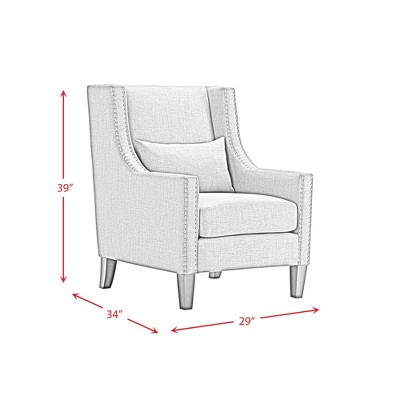 Gray Transitional Accent Chair with Nailhead Trim