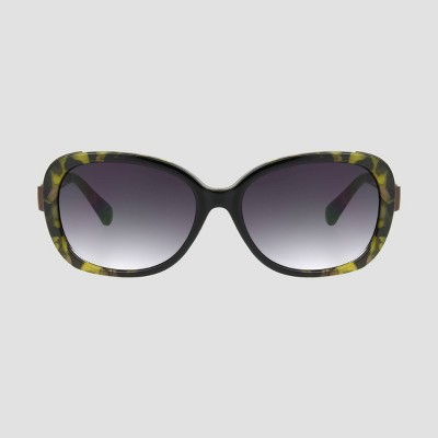 Women's Rectangle Animal Print  Sunglasses - A New Day™ Black/Green