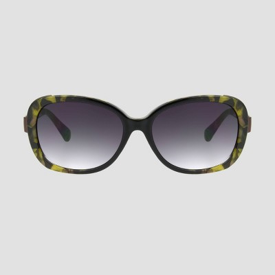 Women's Rectangle Animal Print  Sunglasses - A New Day™ Black/Green