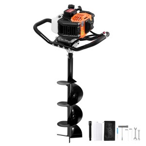 VEVOR Post Hole Digger Gas Powered, 52CC 1450W Earth Auger, Gas Auger with 8” Auger Drill Action Design Bits & 1 Extension Rod, Orange+Black - 1 of 4