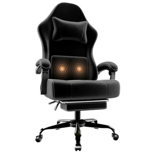 Ergonomic Gaming Chair, Electronic Gaming Chair With Massage Lumbar Support And Foot Pedals, Fabric Computer Chair - 1 of 4