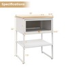 Costway 1/2 PCS Home Nightstand 3-Tier Storage Table with Open Shelf Heavy-duty Metal Frame - 3 of 4