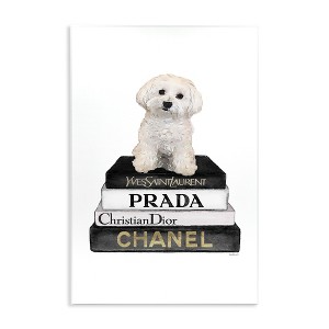 Stupell Industries Maltese Dog Glam Pet Fashion Bookstack Wall Plaque Art - 1 of 4