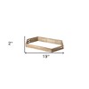 HomeRoots 19" Natural and Brown Hexagon Wood Indoor Outdoor Tray With Handles - 3 of 4