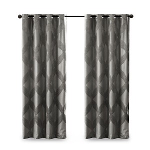 Gracie Mills Eirian Ogee Knitted Jacquard Total Blackout Curtain Panel - 1 of 4