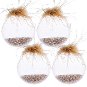 SEVOBAL Tree Ornaments 4 PCS Set 4.7" Glass Christmas Ball Ornaments Holiday Hanging Tree Decorations for Party Tree Decor, White, 4.7"*4.7"*4.7" - 1 of 4