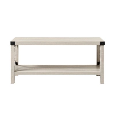 GDFStudio Lennox Farmhouse Metal-X Coffee Table with Lower Shelf