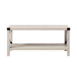GDFStudio Lennox Farmhouse Metal-X Coffee Table with Lower Shelf - 1 of 4